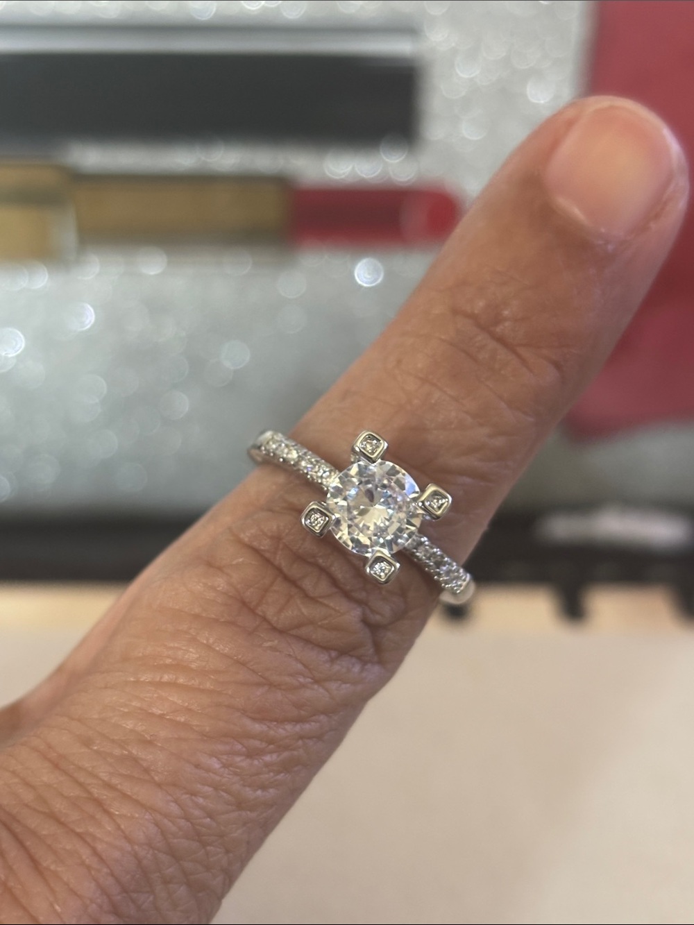 Sterling Silver Round Cubic Zirconia Solitaire Ring Adj. - White Size 7